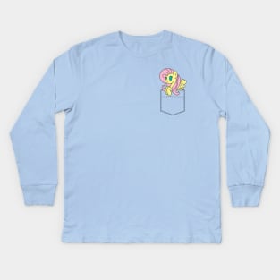 Pocket Fluttershy Kids Long Sleeve T-Shirt